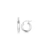Sterling Silver Thick Polished Hoop Earrings with Rhodium Plating (15mm) - Diamond Designs
