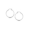 Sterling Silver Thin Polished Hoop Style Earrings with Rhodium Plating (30mm) - Diamond Designs