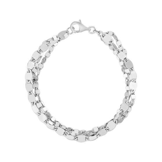 Sterling Silver Three Strand Marina Link Bracelet - Diamond Designs