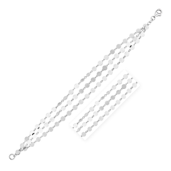 Sterling Silver Three Strand Mirror Link Bracelet - Diamond Designs