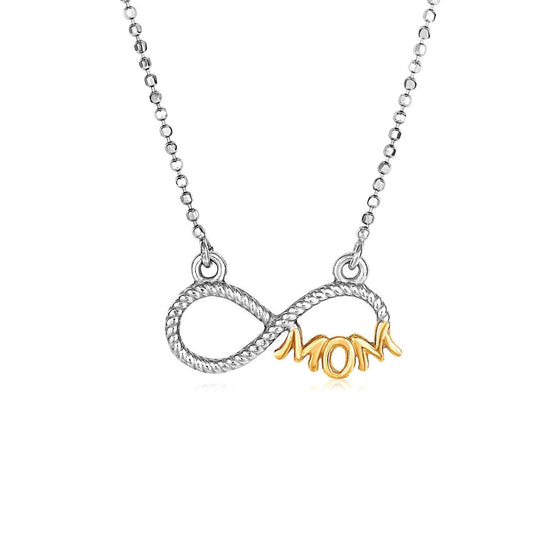 Sterling Silver Two Toned Mom Necklace with Cubic Zirconias - Diamond Designs