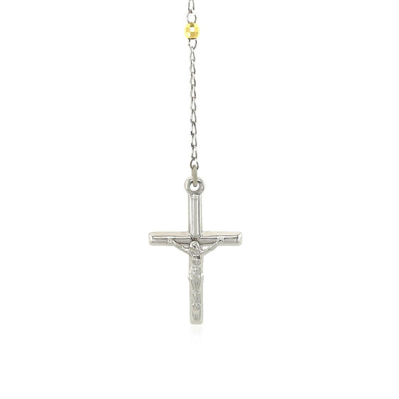 Three Toned Rosary Chain and Bead Necklace in Sterling Silver - Diamond Designs