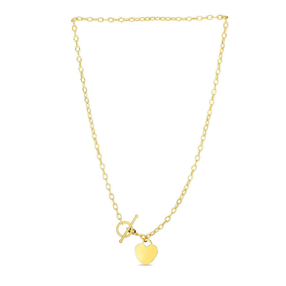 Toggle Necklace with Heart Charm in 14k Yellow Gold - Diamond Designs